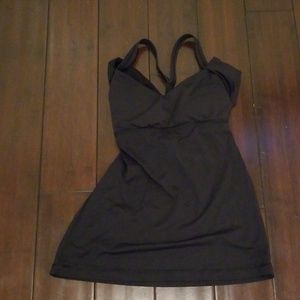 Lululemon black tank top with built in bra, size 6
